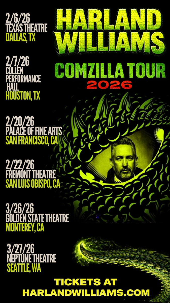 Harland Williams live tour poster 2026